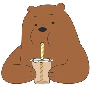 🥤 4d134c08 Grizzly Bear We Bare Bears ぼくらベアベアーズ, クマ, アニメ, グリズリー, 飲み物, かわいい telegram sticker