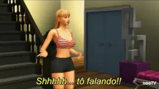 🤔 f8775794 Shhhhh... tô falando!! 女人, 卡通, 室内, 楼梯, 说话, 嘘 telegram sticker