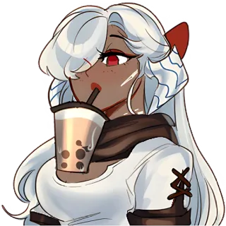 ☕ 9773e41a anime, dễ thương, cô gái, boba, trà, đồ uống, nhân vật, hoạt hình whatsapp sticker