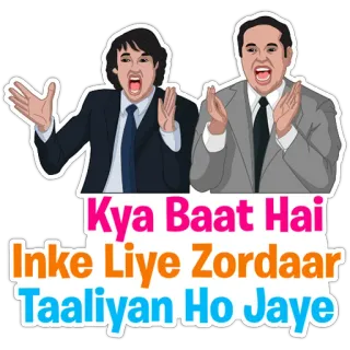 🤣 19450c82 Kya Baat Hai
Inke Liye Zordaar Taaliyan Ho Jaye Applaus, Feier, Hindi, Ausruf, Glückwünsche telegram sticker