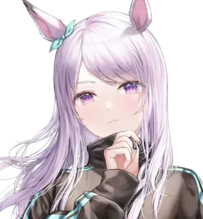 🤔 300119b5 Anime, Mignon, Fille, Cheveux violets, Oreilles de cheval, Fille anime whatsapp sticker