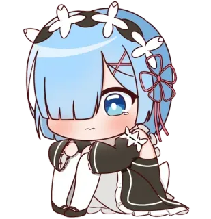😢 34556b14 Rem Re:Zero Anime, Dessin animé, Rem, Mignon, Chibi whatsapp sticker