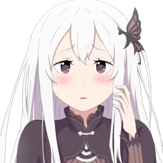 😳 3f761407 Echidna Re:Zero Anime, Echidna, Re:Zero, Personnage, cheveux blancs, papillon whatsapp sticker