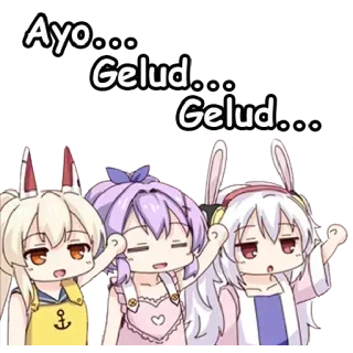 😂 738c80cf Ayo... Gelud... Gelud... Anime, Mignon, Filles, Oreilles de lapin whatsapp sticker