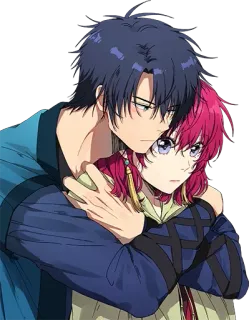 🤗 786a612d animé, couple, romance, câlin, amour whatsapp sticker