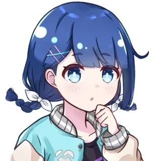 🤔 ecea759f animé, dessin animé, cheveux bleus, mignon, fille, autocollant whatsapp sticker