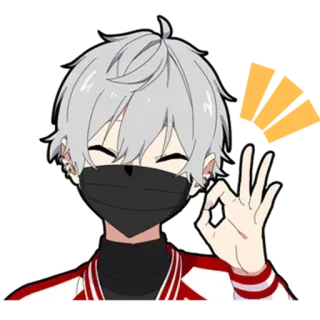 👌 2a38fcad 애니메이션, 소년, 마스크, OK 사인, 스티커 telegram sticker