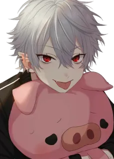 😛 79281995 애니메이션, 소년, 돼지, 뱀파이어, 빨간 눈 telegram sticker