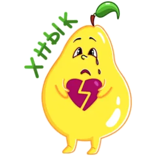 😭 03e57c76 хнык pera, piangere, cuore spezzato, triste, cartone animato, frutta whatsapp sticker