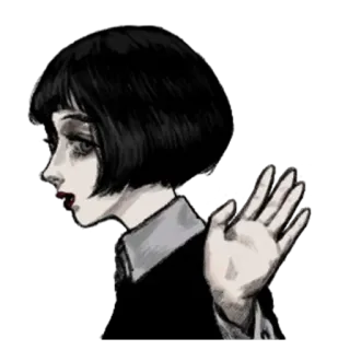 👋 59bcfb1f ผู้หญิง, ผู้หญิง, ภาพเหมือน, ใบหน้า, ศิลปะ, ผม, มือ, ภาพร่าง telegram sticker