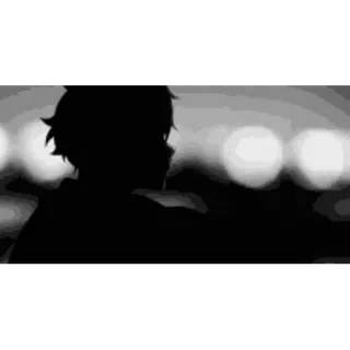 🙁 0d1e75b9 Силуэт, Аниме, Огни города, Черно-белое telegram sticker