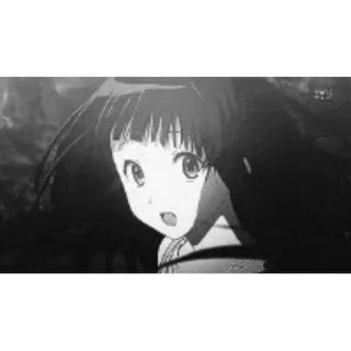 🙁 2ef7a062 Аниме, Девушка, Черно-белое, Мультфильм, В шоке telegram sticker