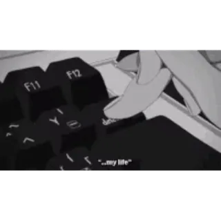 🙁 fdd03c94 ...my life клавиатура, удалить, жизнь, грустный, аниме telegram sticker