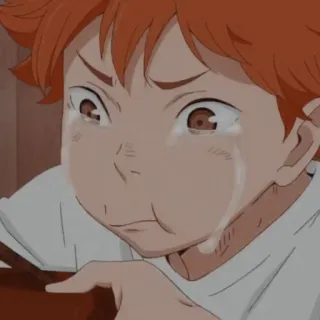 🍊 56ded995 Hinata Shoyo Haikyuu 动漫, 排球少年, 日向翔阳, 哭泣, 难过 telegram sticker