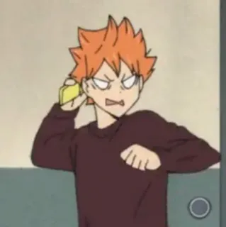 🍊 617892f1 Hinata Haikyuu!! 动漫, 卡通, 日向, 排球少年, 生气, 男孩 telegram sticker