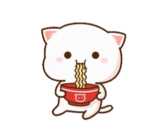 🍜 57ee7592 Katze, Nudel, Kawaii, Süß, Schüssel, Pfirsich whatsapp sticker