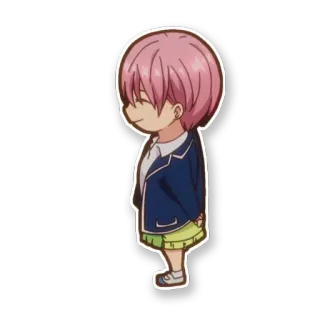 💛 2a35b729 Anime, Dessin animé, Fille, Uniforme scolaire, Cheveux roses telegram sticker