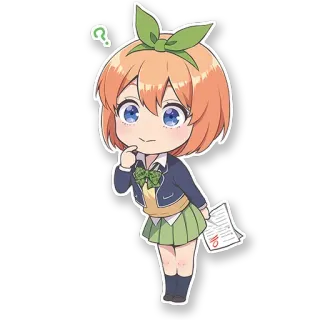 🤔 d2686cf5 Yotsuba Nakano The Quintessential Quintuplets Anime, Manga, Fille, Mignon, Étudiant, Question, Réflexion telegram sticker