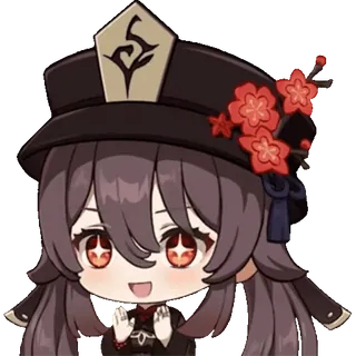 👏 7f10668d Hu Tao Genshin Impact Anime, Spel, Schattig, Chibi telegram sticker