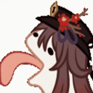 😜 87234408 Hu Tao Genshin Impact Anime, Videogame, Schattig, Tong, Hoed telegram sticker