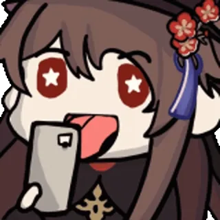 👅 df2d951f Hu Tao Genshin Impact Anime, Spel, Schattig, Tong, Mobiele telefoon telegram sticker