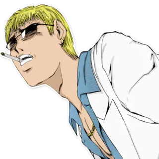 😒 d2a714f5 男人, 香烟, 太阳镜, 吸烟, 金发, 动漫风格 telegram sticker