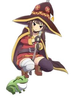 🐸 7a7a8260 Megumin Konosuba Anime, Magie, Magicien, Kawaii, Mignon, Grenouille, Konosuba, Megumin telegram sticker