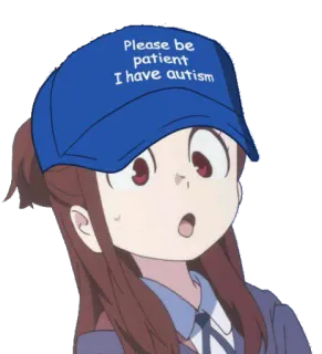 🙃 c2ccc288 Please be patient I have autism autisme, handicap, chapeau, dessin animé, sensibilisation telegram sticker