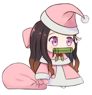 🔥 d4febdc8 Nezuko Kamado Demon Slayer Anime, Nezuko, Demon Slayer, Noël, Père Noël, Kawaii, Chibi telegram sticker