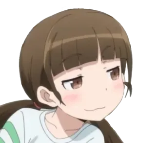 😏 e5939588 animé, dessin animé, suffisant, cheveux bruns, rougir, mignon telegram sticker