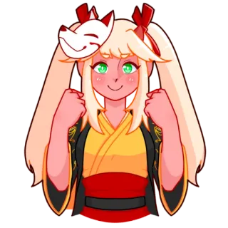 😊 162061f8 Anime, Mädchen, Maske, Fuchs, Süß, Schleifen whatsapp sticker