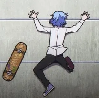 🌟 e7431be2 Скейтборд, Скейт, Фейл, Аниме, Падение, Мультфильм telegram sticker