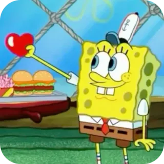 ❤ 05c99e03 Spongebob Squarepants spongebob, zeichentrick, liebe, herz, burger, quadrathose telegram sticker