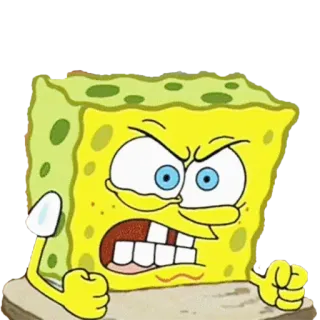 😫 14bedb03 SpongeBob SpongeBob SquarePants Bob l'éponge, en colère, dessin animé, personnage, Nickelodeon, drôle, mème telegram sticker