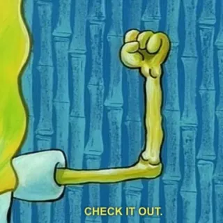 💪 661a3d59 Spongebob Squarepants CHECK IT OUT. spongebob, dessin animé, animé, muscle, flex, nickelodeon, drôle, regarde ça telegram sticker