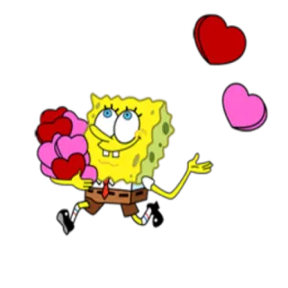 😍 365d168a Spongebob アニメ, スポンジボブ, ハート, 愛, バレンタインデー telegram sticker