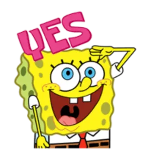 ☺️ d248aaa1 Spongebob YES スポンジ・ボブ, ニコロデオン, アニメ, キャラクター, はい, 承認, ハッピー telegram sticker