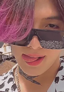 🖕 bfb49f05 orang, kacamata hitam, lidah, rambut, wajah telegram sticker