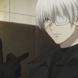 😐 8b07aa7a Ken Kaneki Tokyo Ghoul 动漫, 东京食尸鬼, 金木研, 中指, 白发, 眼罩 telegram sticker