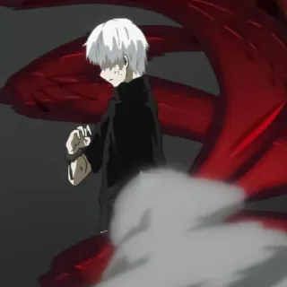 🐦 e1698c67 Ken Kaneki Tokyo Ghoul 动漫, 喰种, 怪物, 血, 触手, 战斗, 角色 telegram sticker