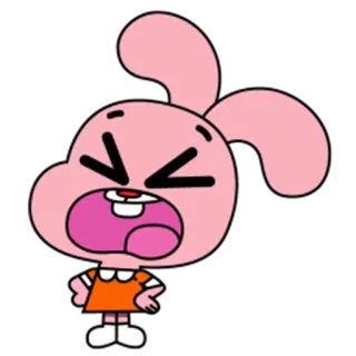 😫 712a33c5 Anais Watterson The Amazing World of Gumball Desenho animado, Coelho, Bravo, Gritando, Rosa telegram sticker