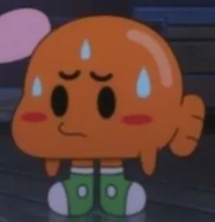 🐈 cc032f6c Darwin Watterson The Amazing World of Gumball การ์ตูน, ปลา, สีส้ม, เหงื่อ, กังวล, น่ารัก telegram sticker