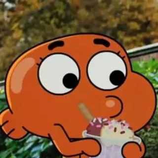 🐈 ee5a011f Darwin Watterson The Amazing World of Gumball ตัวการ์ตูน, อนิเมะ, ของหวาน, ปลาสีส้ม, กิน telegram sticker