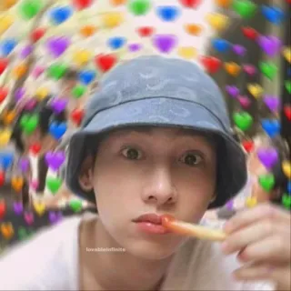 🥑 9261d89d lovableinfinite person, hat, hearts, snack, french fries, eating telegram sticker