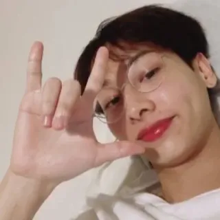 🥑 fbb2259b person, glasses, selfie, hand gesture telegram sticker