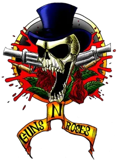 🔫 0b9a0242 GUNS N ROSES armi, rose, teschio, gruppo, musica, rock telegram sticker