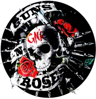 🔫 2d40e7dd GUNS N' ROSES Guns N' Roses, band, rock, teschio, proiettili, rosa, musica telegram sticker