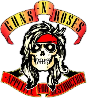 🔫 7b8cfbca Appetite for Destruction GUNS N' ROSES APPETITE FOR DESTRUCTION Guns N' Roses, teschio, band, musica, rock, copertina album, logo telegram sticker