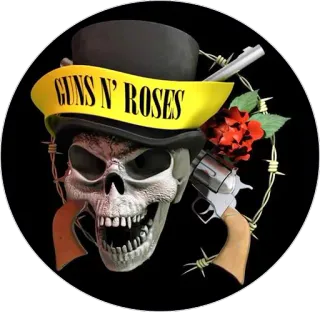 🔫 a527ae87 GUNS N' ROSES teschio, Guns N' Roses, rose, pistola, filo spinato, gruppo rock telegram sticker