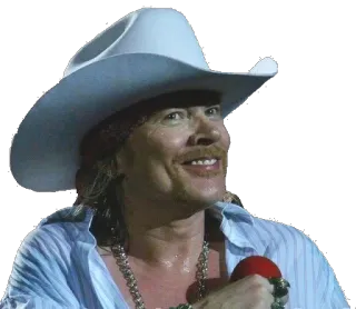 😏 2c97821c Axl Rose Axl Rose, cantante, Guns N' Roses, sombrero vaquero, música, rock telegram sticker